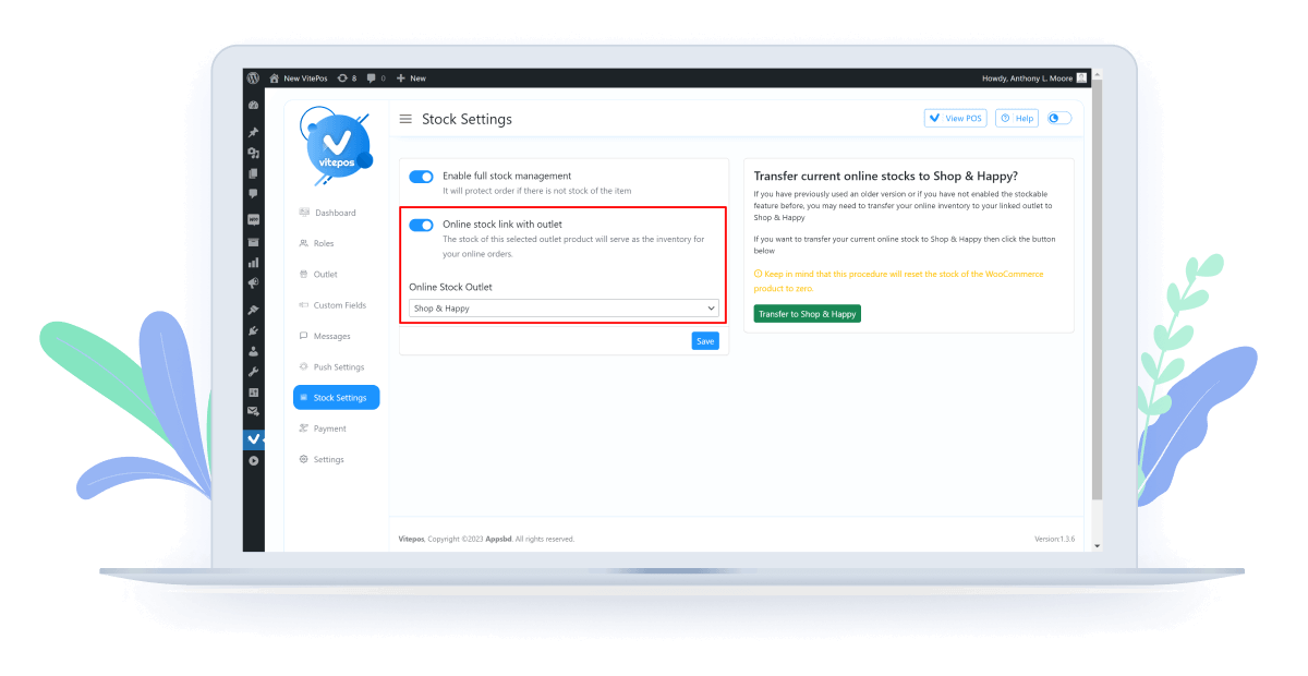 Online stock link with outlet