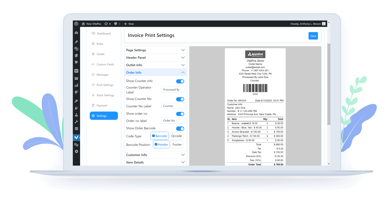 Add Barcode/ QR-Code On Order Invoice