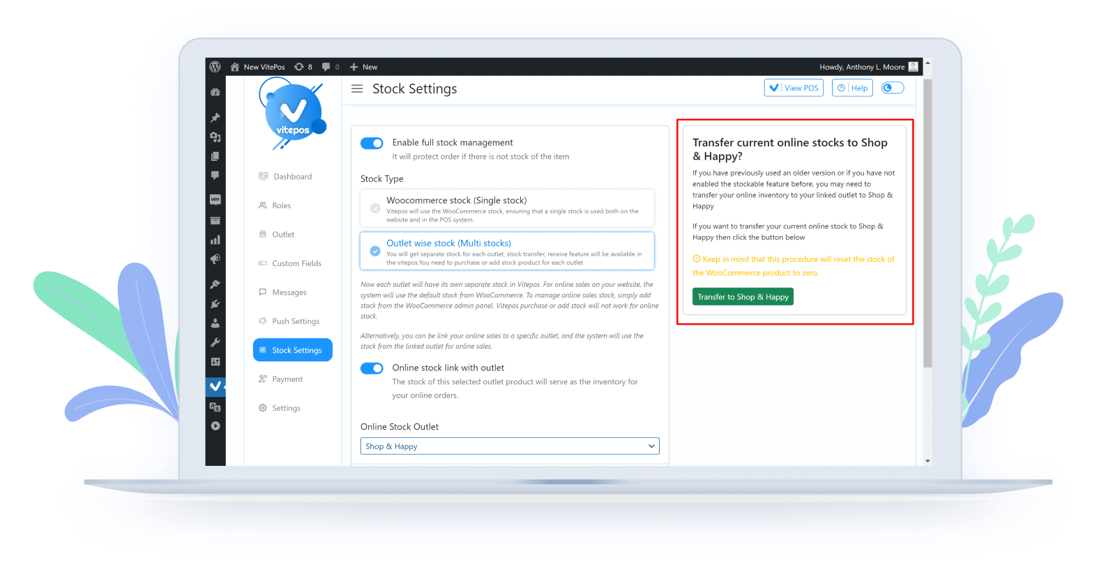 Transfer Online stock to outlet