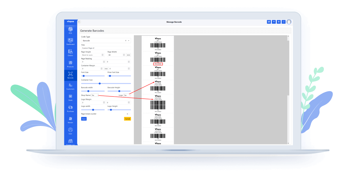 Generate Barcode with Logo, Shop name and Price